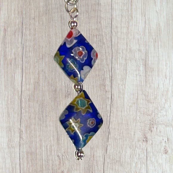 Hand Crafted Earrings Flowers Floral Beads Long Dangle Pierced - Picture 4 of 8